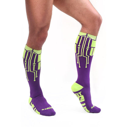 CyberTech Socks | NEON YELLOW + PURPLE