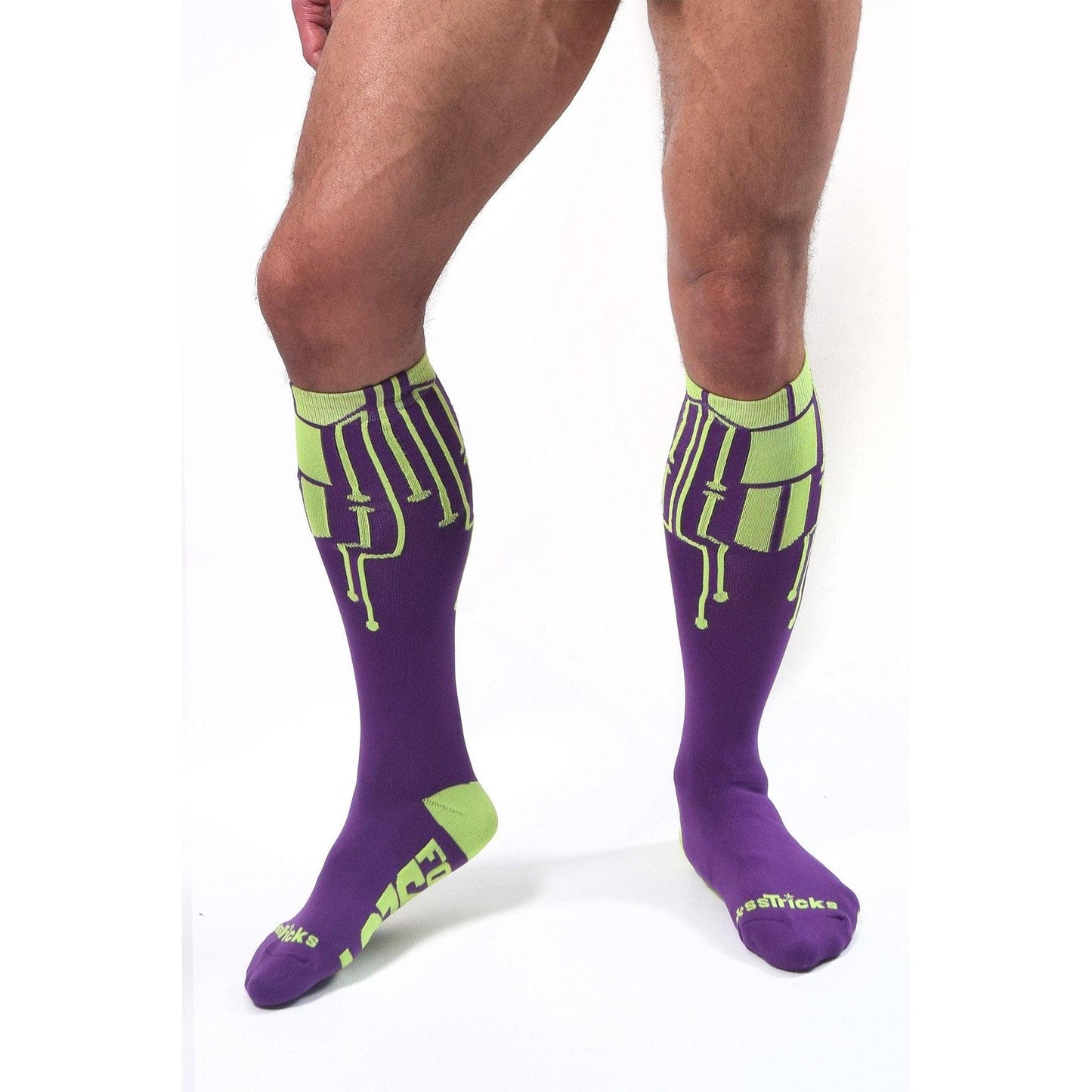 CyberTech Socks | NEON YELLOW + PURPLE