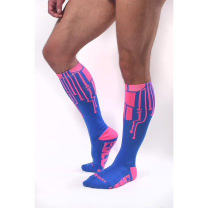 CyberTech Socks | NEON PINK + BLUE