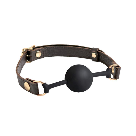 Spartacus Silicone Ball Gag - Brown Leather Strap 43mm Ball