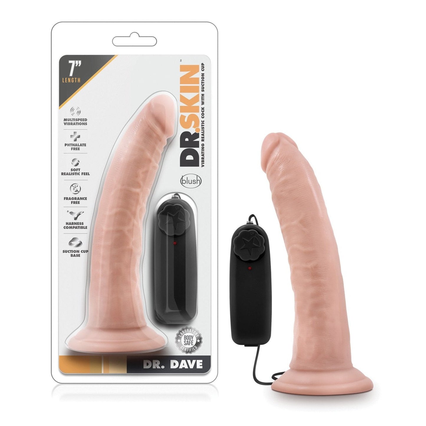 Blush Dr. Skin Dr. Dave 7" Cock w/Suction Cup