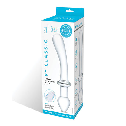 Glas 9" Classic Curved Dual Ended Dildo