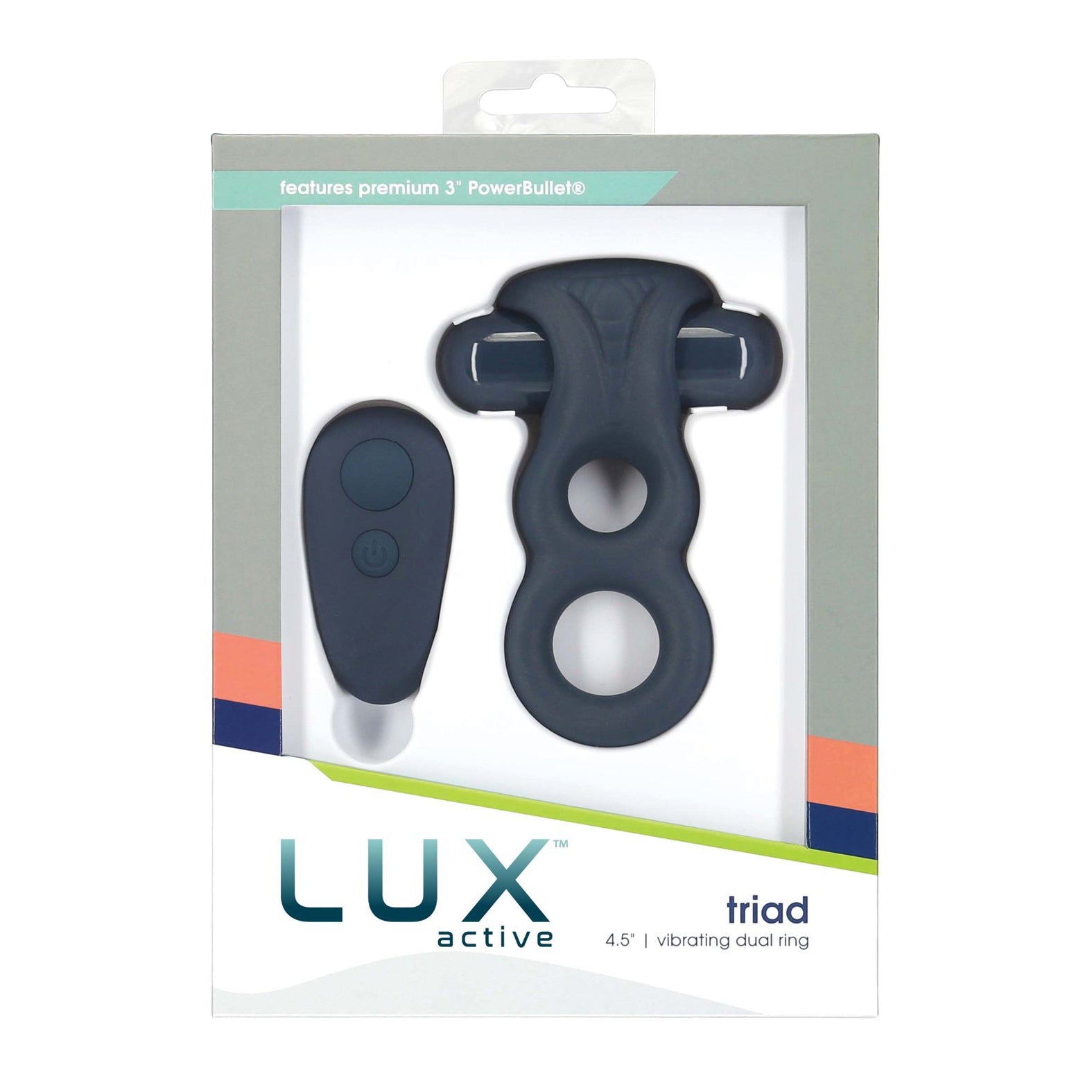 Lux Active Triad 4.5" Vibrating Dual Ring With Remote
