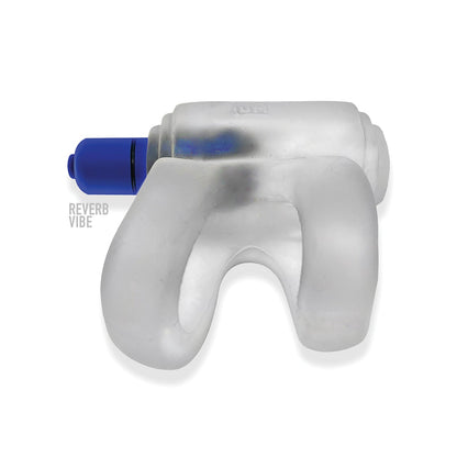 Hunky Junk Revhammer Shaft Vibe Ring - Glace transparente avec ambiance bleue