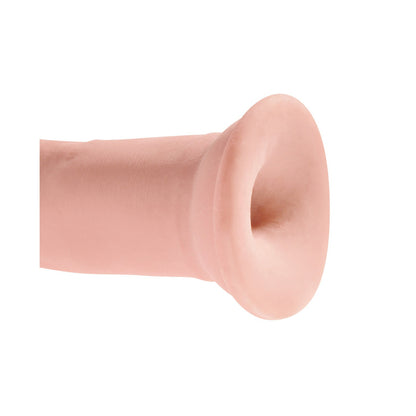 A close-up of the beige silicone comfort guard designed for the King Cock Plus 9 Triple Density Cock, crafted with soft Fanta Flesh material. This flexible design adapts to objects or body parts and features a flared end for comfortable use.