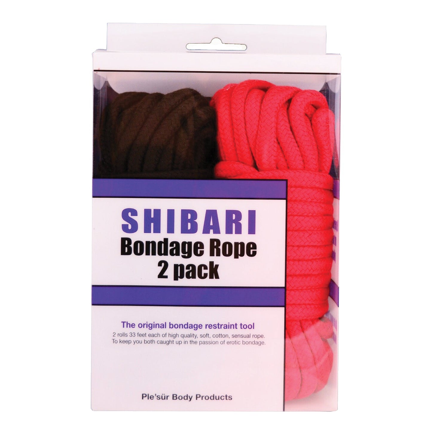 Plesur Cotton Shibari Bondage Rope 2 Pack - Black & Red