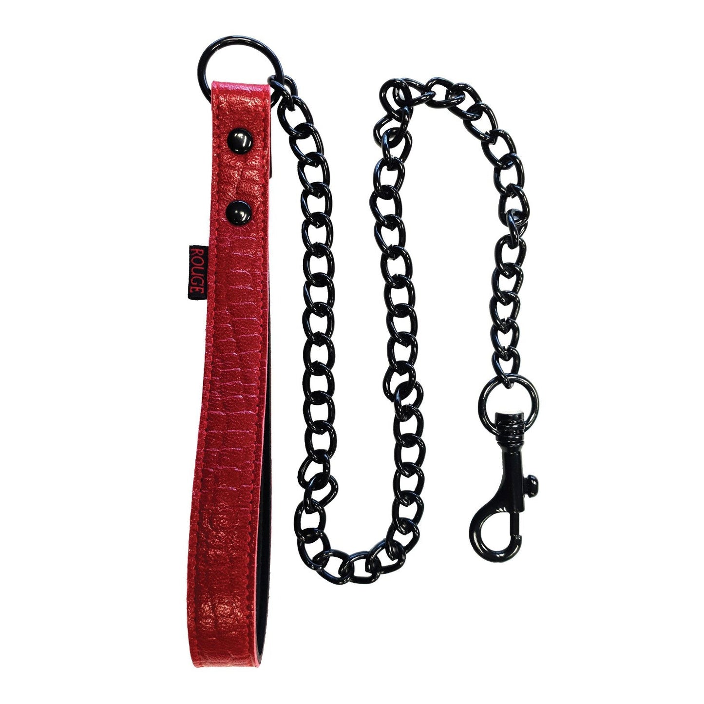 Rouge Leather Handle Lead Dog Chain