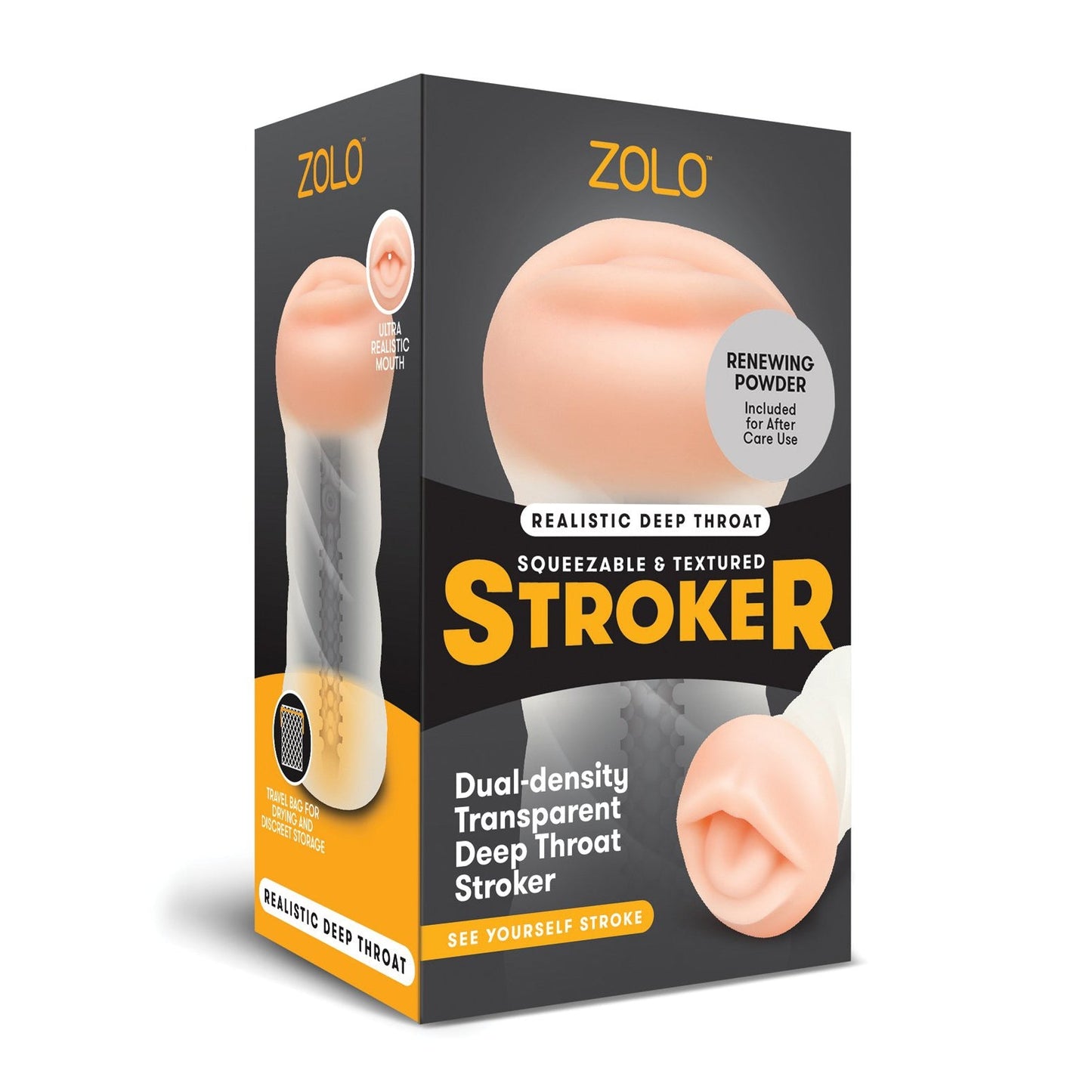 ZOLO Realistic Deep Throat Dual Density Transparent Stroker
