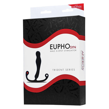 The Aneros Trident Series Prostate Stimulator Eupho Syn Trident comes in a sleek black box with striking red and white accents, featuring a silhouette of the stimulator and distinctive Aneros branding.