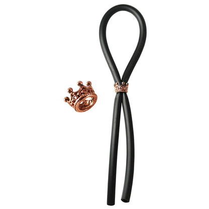 Bolo Silicone Lasso with Rose Gold Crown Slider Ring