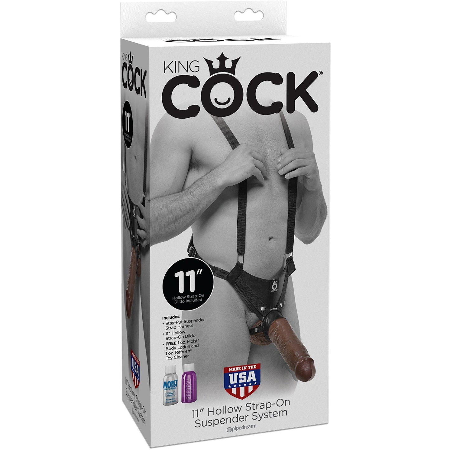 King Cock 11" Hollow Strap On Dildo with Suspender System