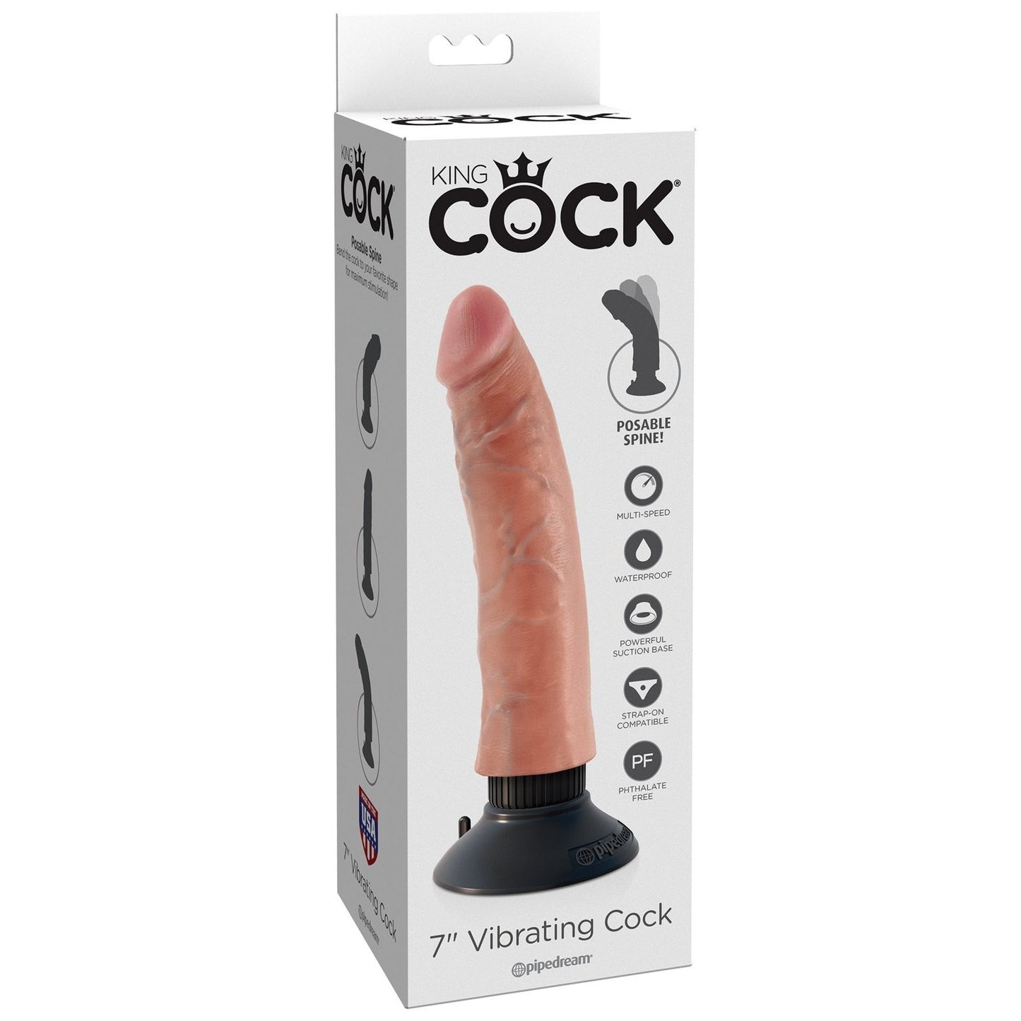 King Cock 7" Vibrating Dildo