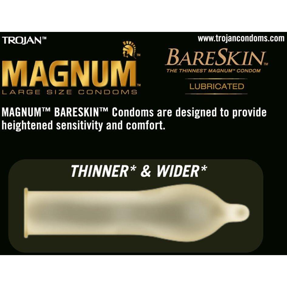 New Trojan Magnum Bareskin Condoms - Box of 10