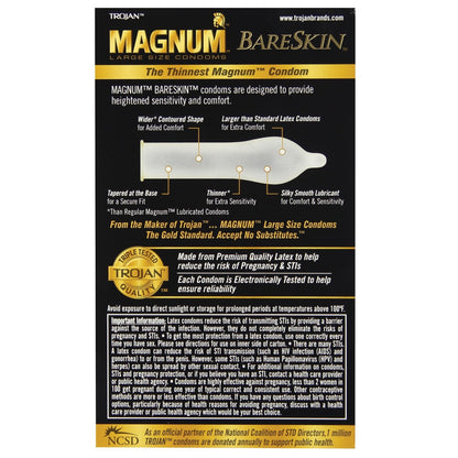 New Trojan Magnum Bareskin Condoms - Box of 10