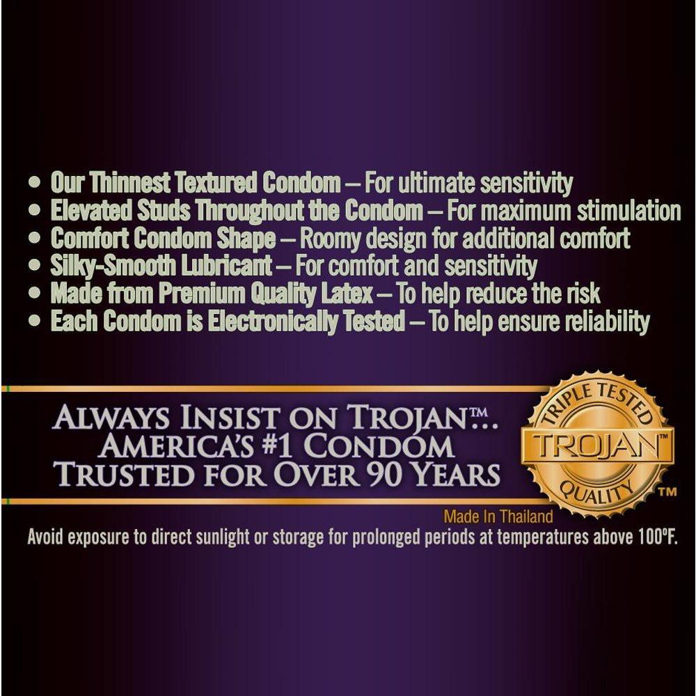 New Trojan Studded Bareskin Condoms - Box of 10