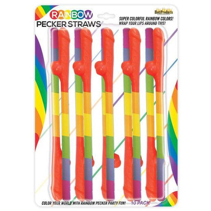 Rainbow Pecker Straws Pack of 10