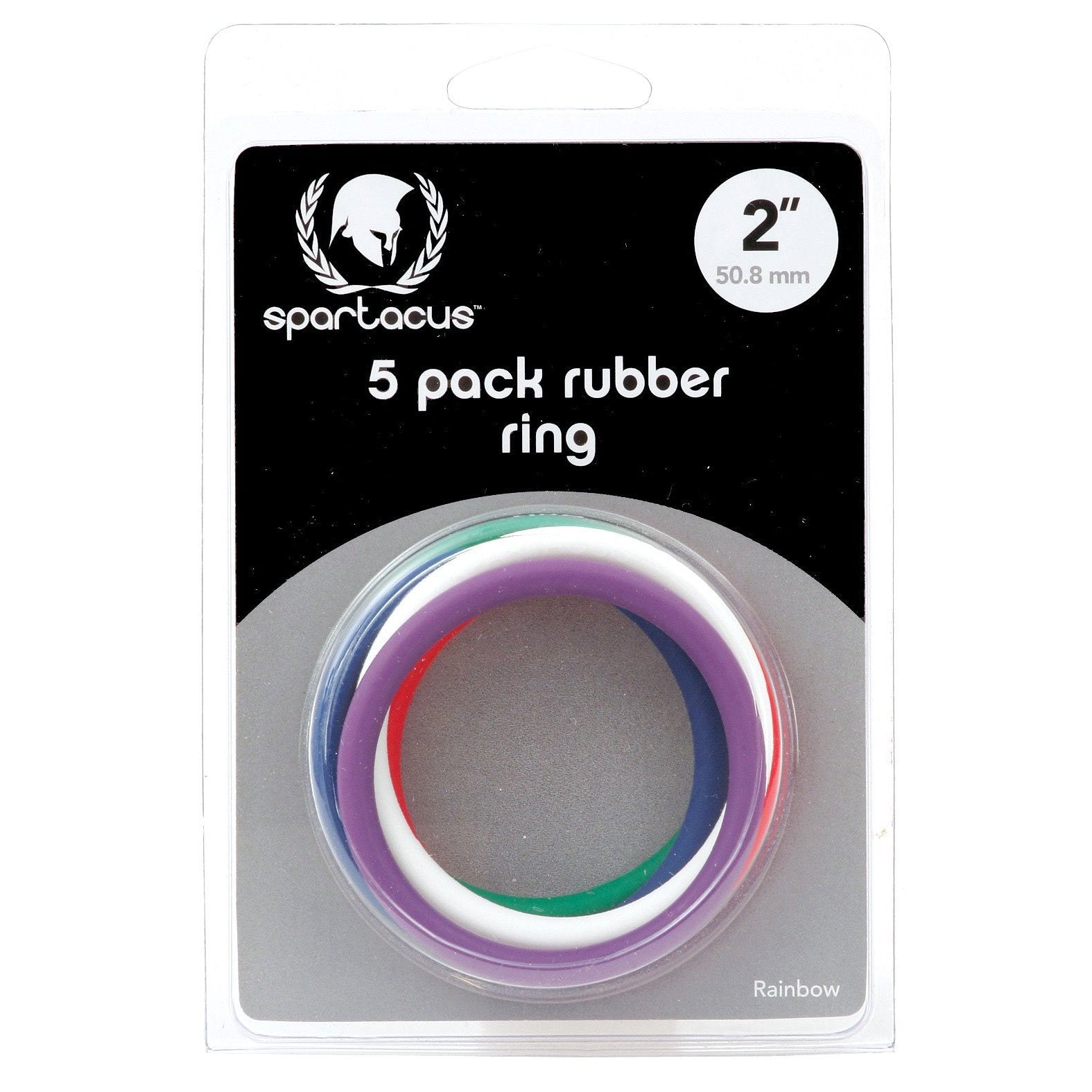 Rubber Cock Ring Set 2" Rainbow Pack of 5